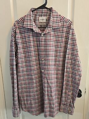 Goodfellow & Co Men’s Burgundy and White Plaid Dress Shirt